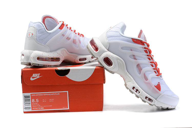 2021 Nike Air Max Terrascape Plus White Red Running Shoes - Click Image to Close